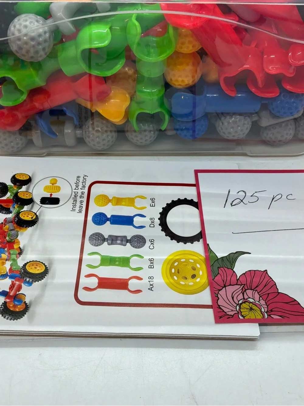 125PCS Stem Building Toys for 3-8 Year Old Unisex- in Carrying Container&Booklet